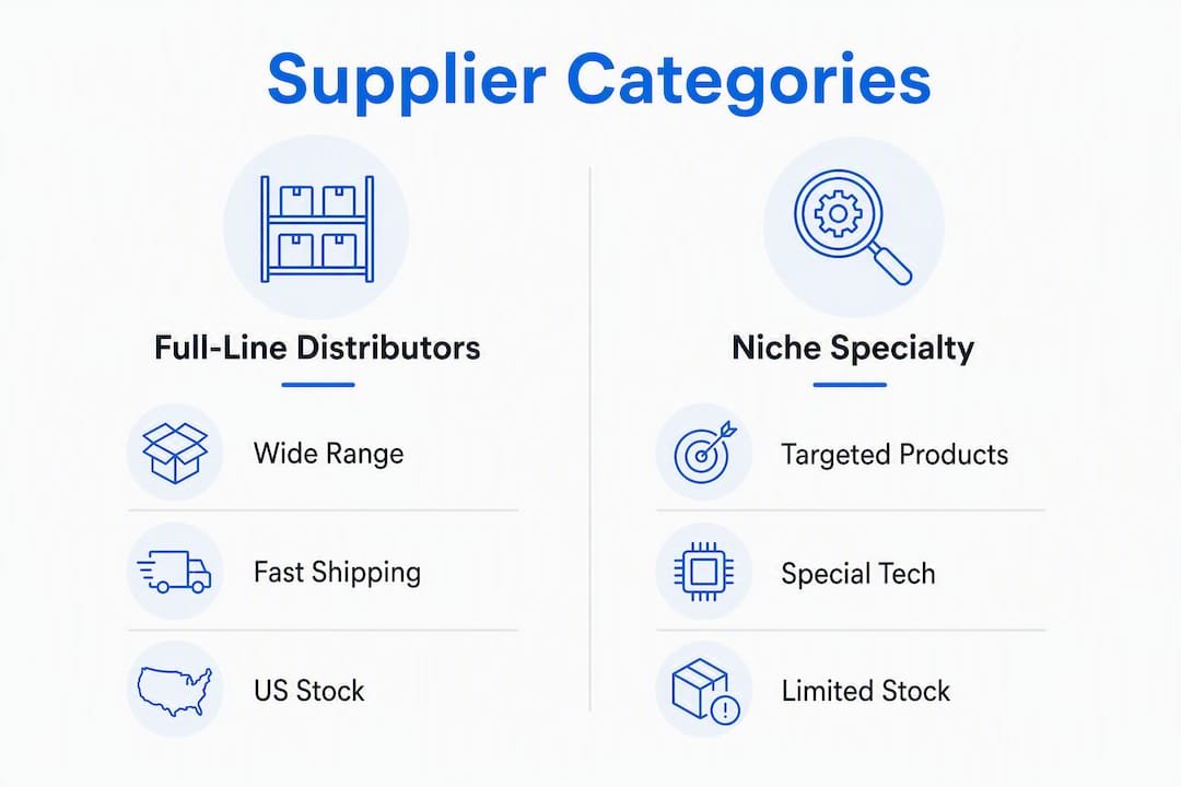 Infographic comparing supplier categories
