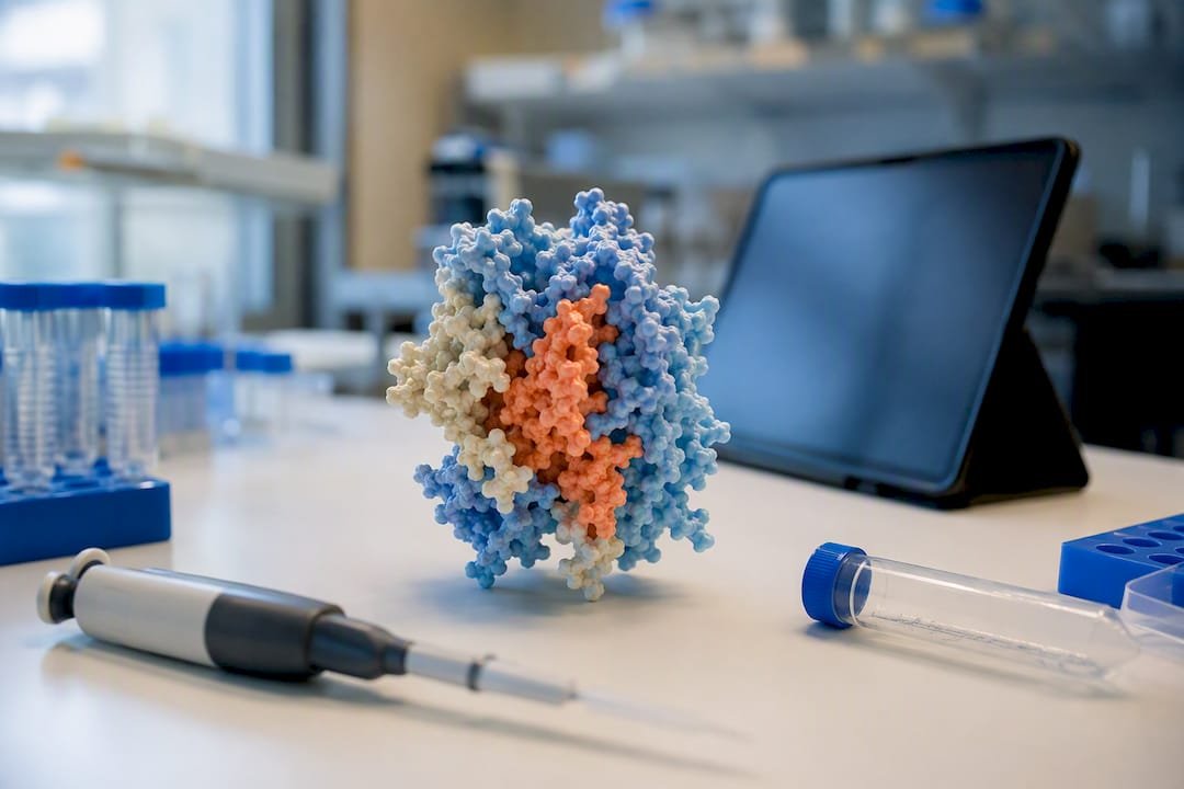 Folded protein model illustrating epitopes
