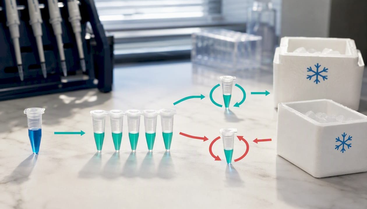 Illustration of antibody aliquot freeze-thaw control