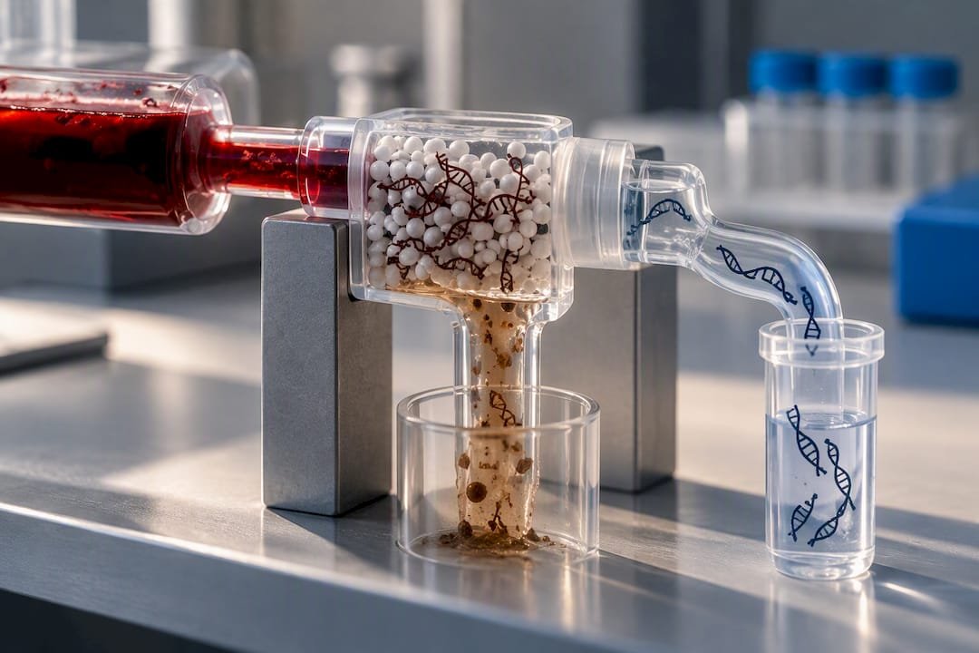 Nucleic acid purification removing blood inhibitors