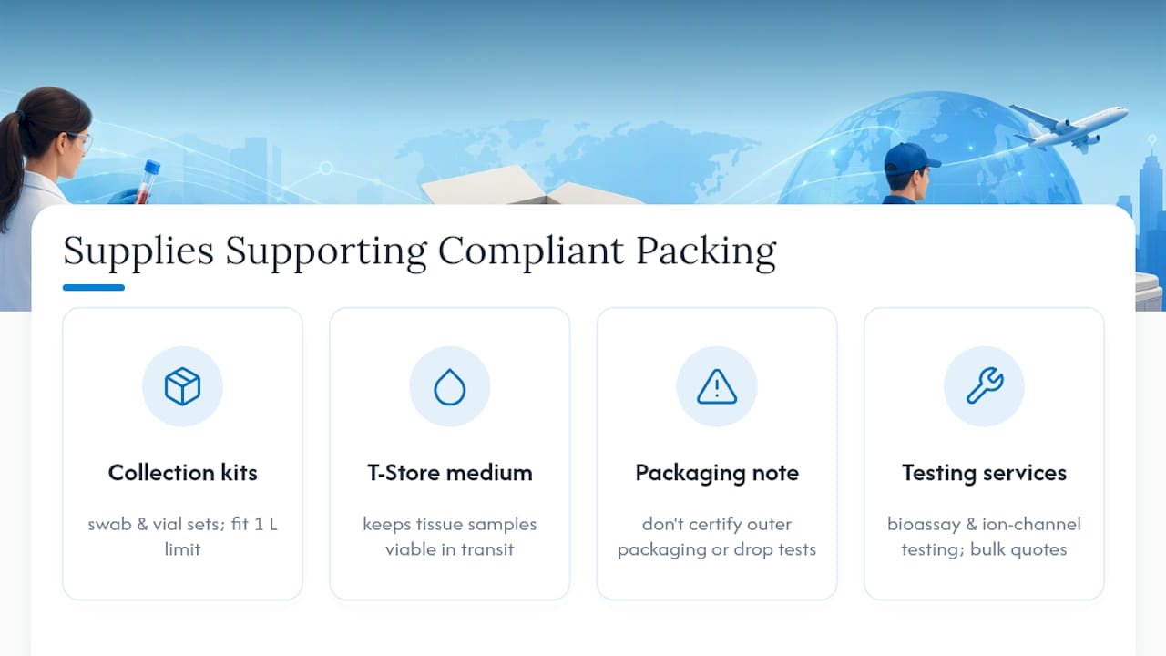 Supplies That Support Compliant Packing, From Mayflowerbio — overview diagram
