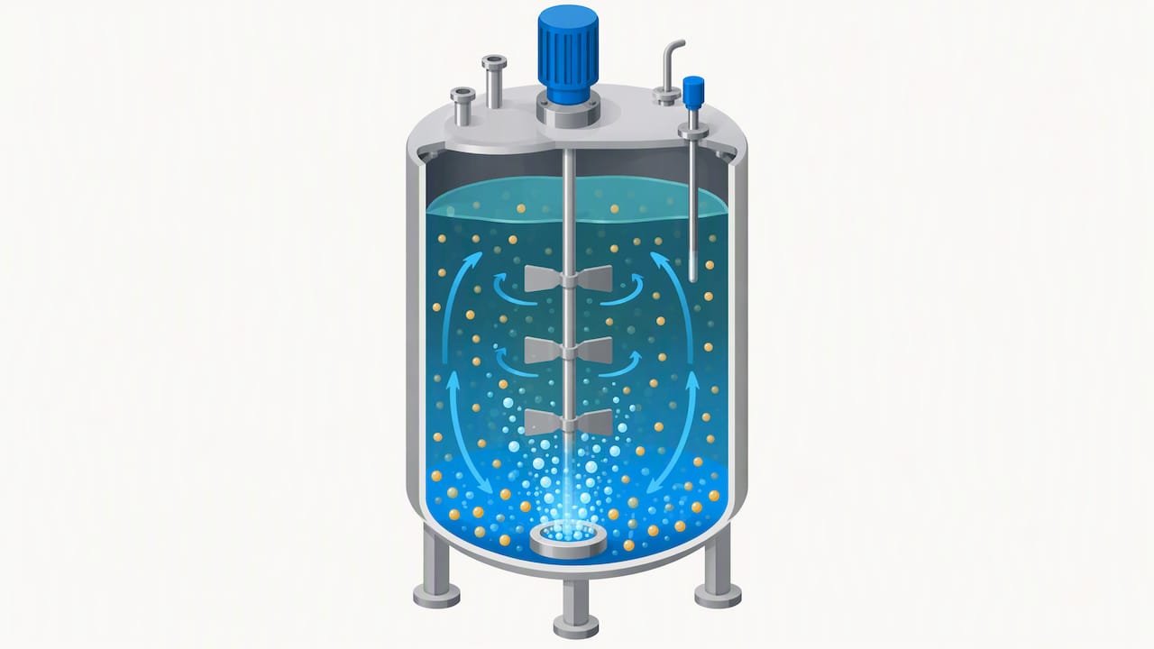 Oxygen gradient inside a large bioreactor