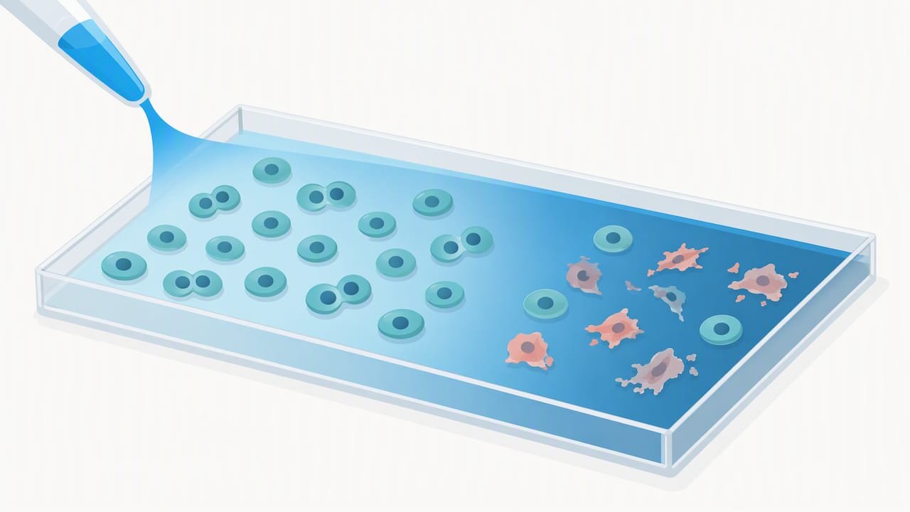 Illustrated dose-related changes in cultured cell health