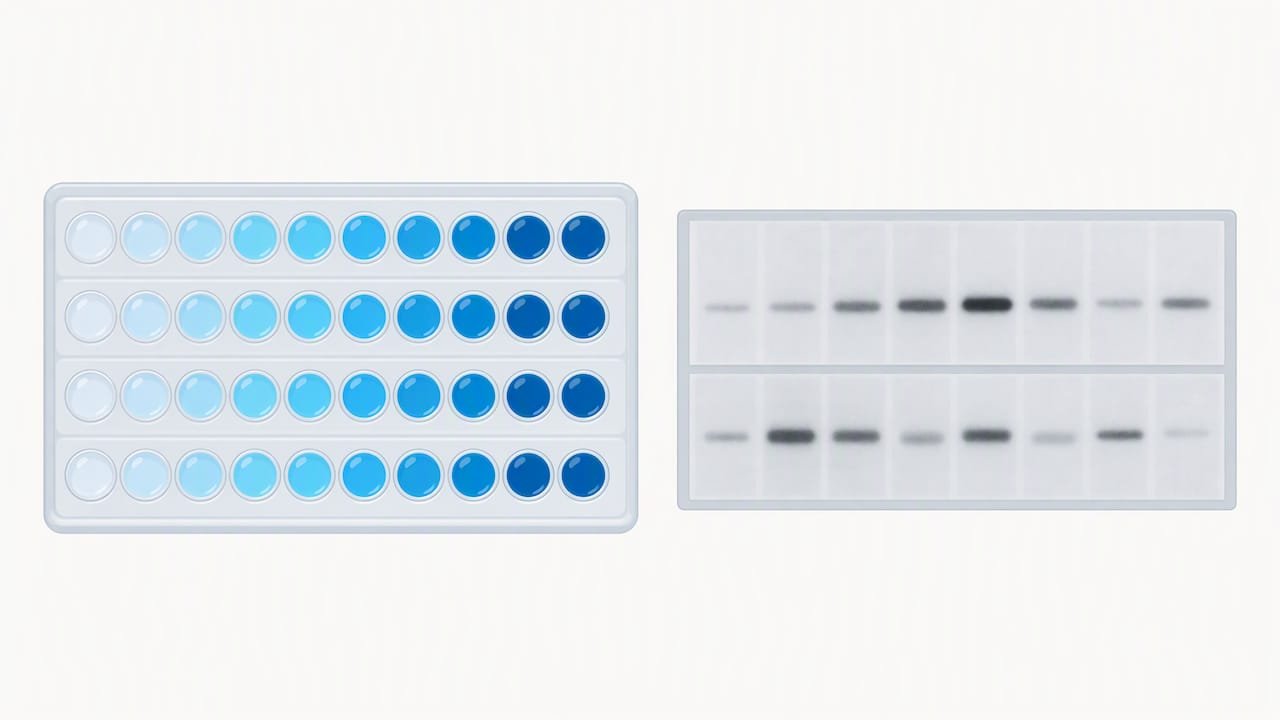 Illustrated comparison of assay signal ranges